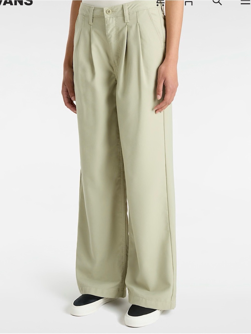 Alder Relaxed Pleated Trousers Wide Leg High-Rise Pants in Light Olive